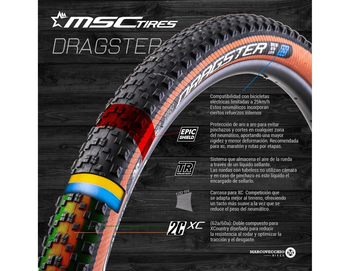 Cubiertas Msc Dragster 29×2.20 Tlr 2c Xc Epic Shield 120tpi