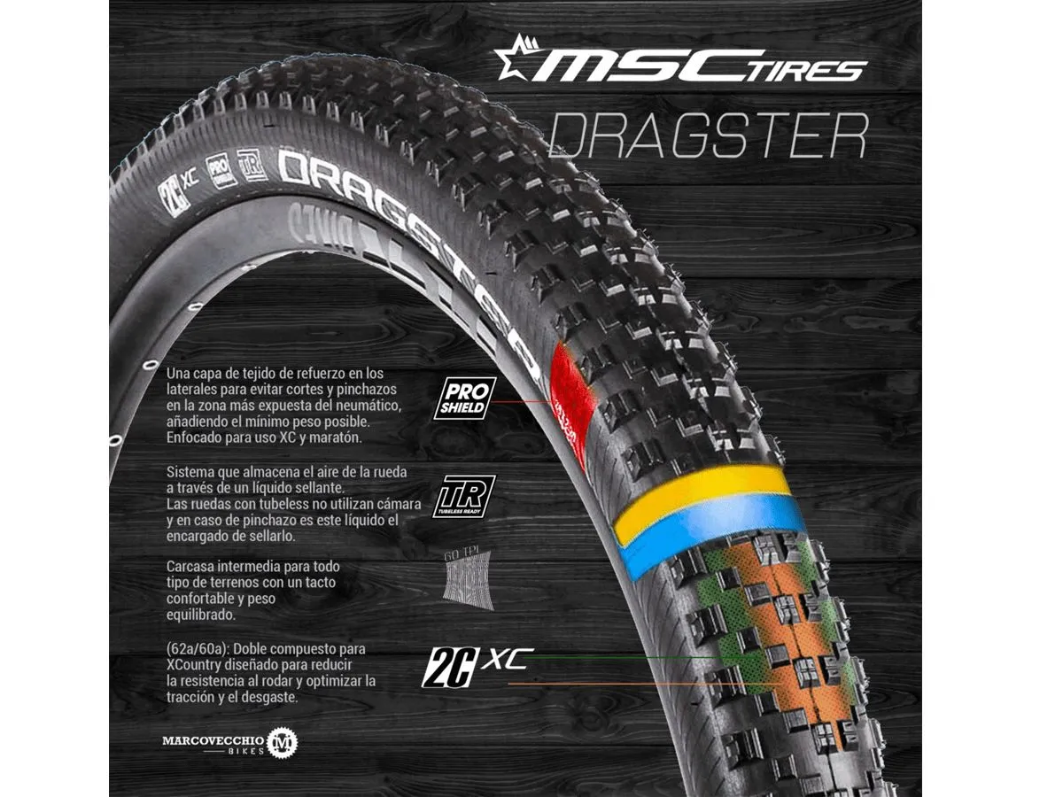 Cubiertas Msc Dragster 29×2.20 Tlr 2c Xc Pro Shield 60tpi