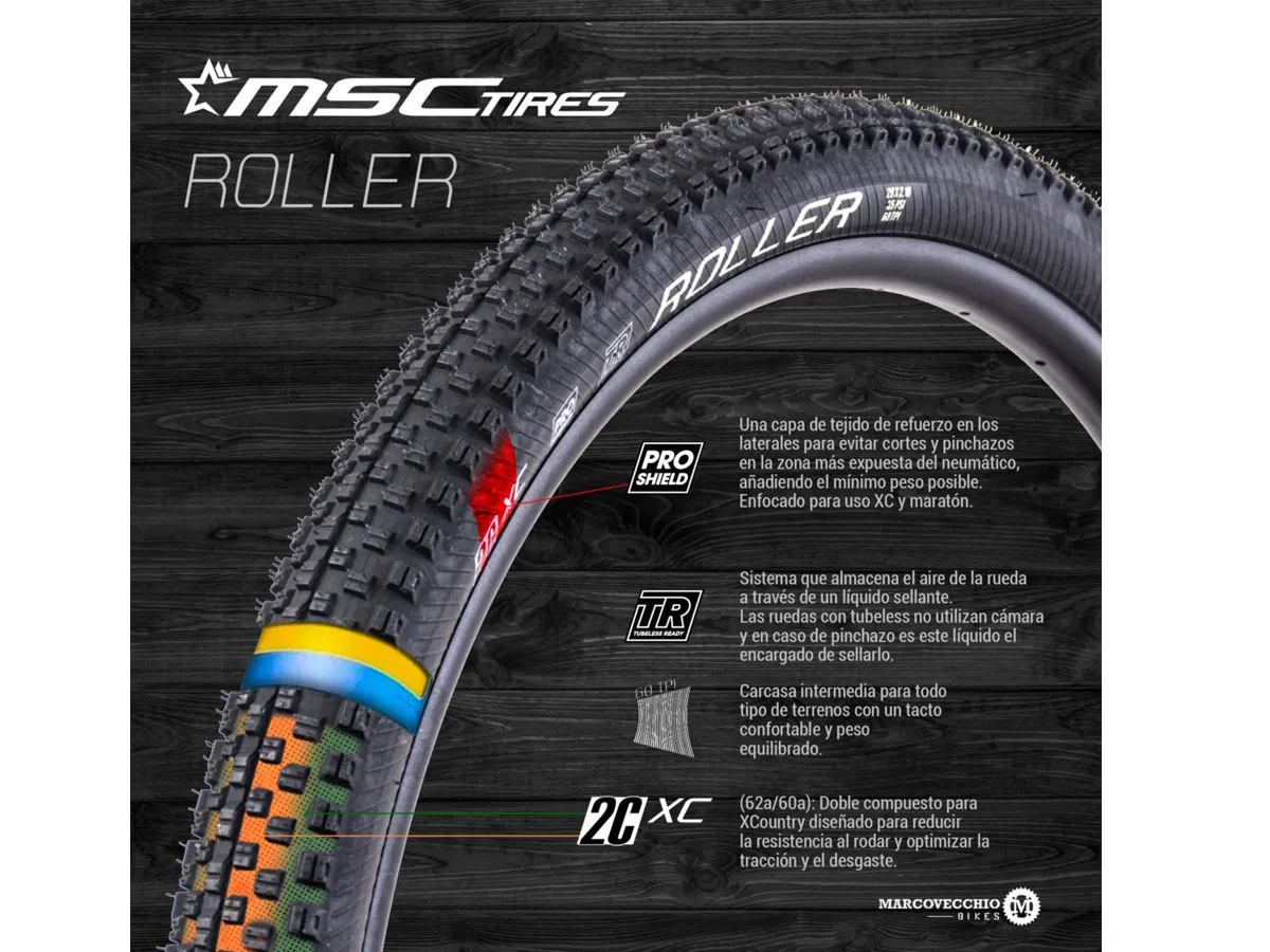 Cubiertas Msc Roller 27.5×2.10 Tlr 2c Xc Epic Shield 120tpi