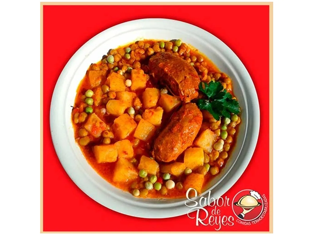 Comida Termoestabilizada Sabor De Reyes Chorizos A La Pomarola Con Papas Cubo Y Arvejas En Salsa Capri