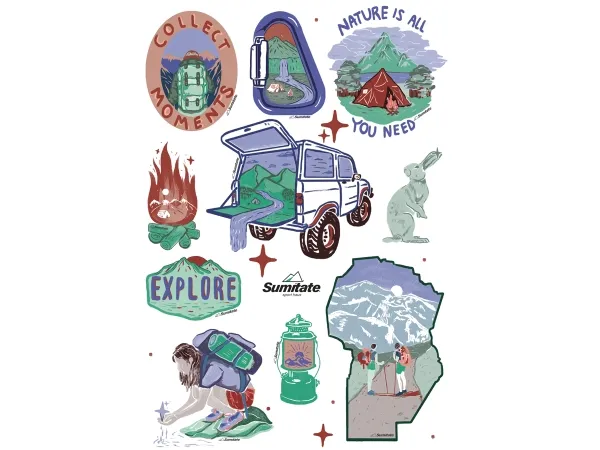 Pack X10 Unidades Stickers Laminados Sumitate Outdoor