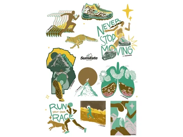 Pack X10 Unidades Stickers Laminados Sumitate Run