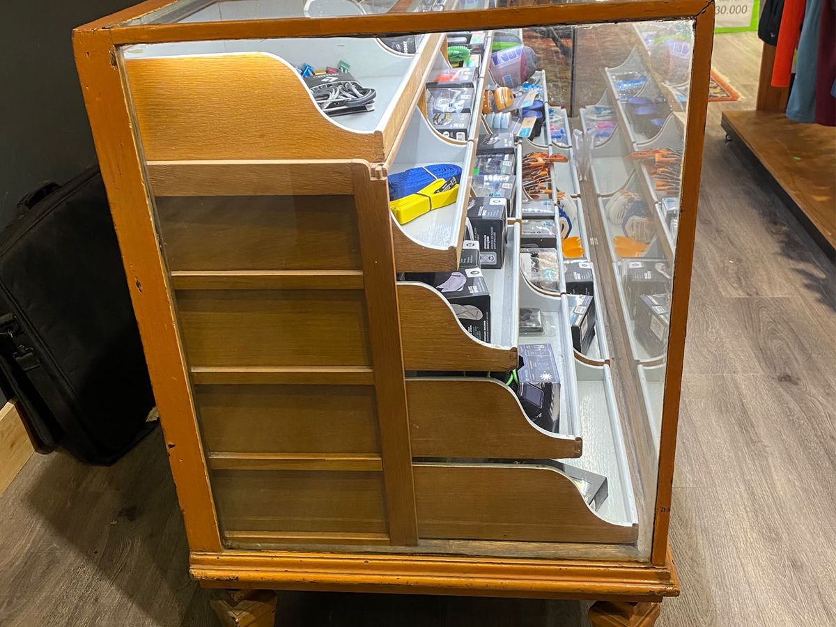 Mueble Merceria Mostrador Exhibidor De Vidrio Con Estantes Y Cajones 200x60x90