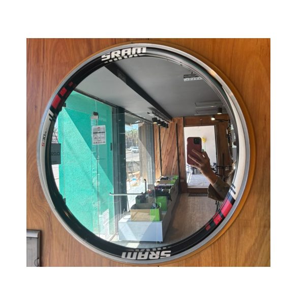 Espejo De Pared Redondo Diseñador Aro Carbono Rueda Sram 70cm Diámetro